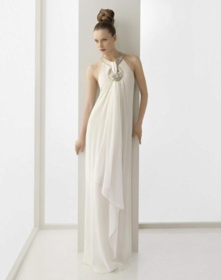Greek wedding dress with a closed neck