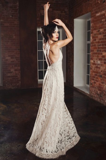 Rustic open back wedding dress