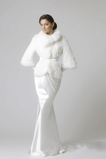 Wedding dress with fur coat for wedding