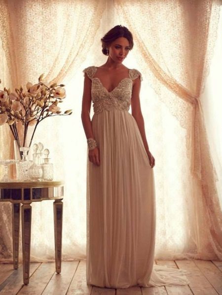 Wedding dress with decorated bodice