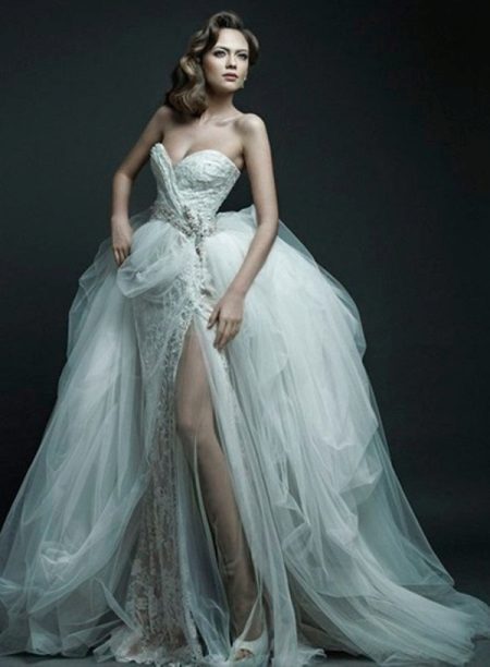 Wedding dress magnificent different texture