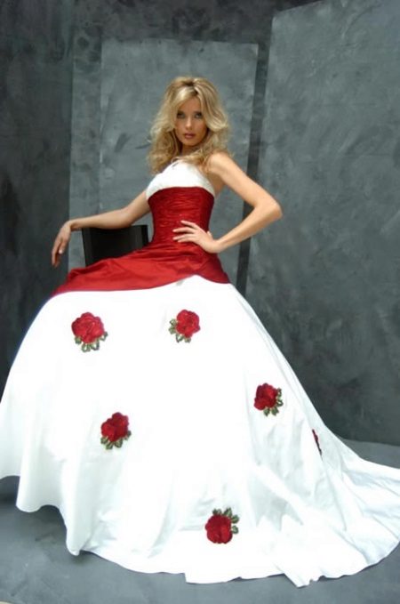 White and Red Wedding Dress by Rozy