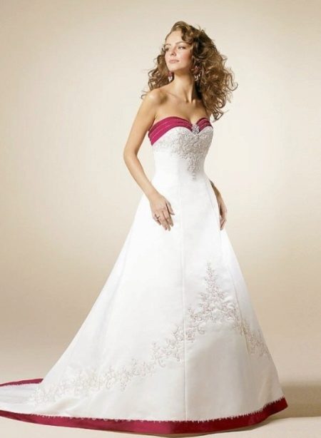 Wedding dress with red trim