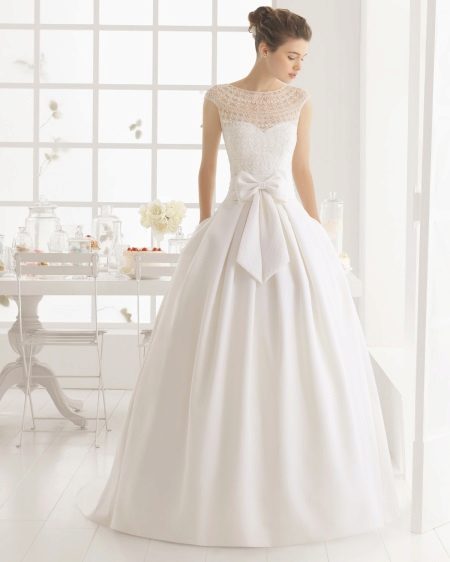Magnificent wedding dress with illusion neckline