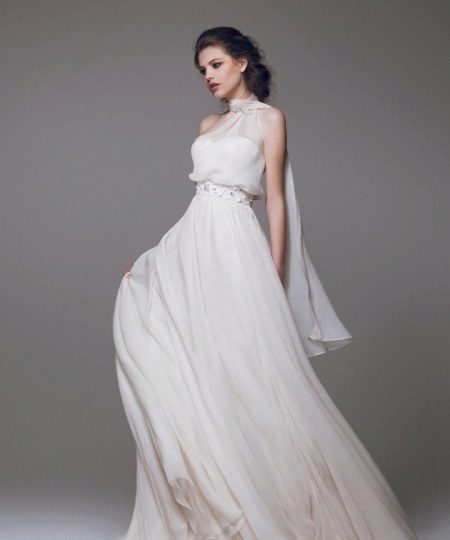 Wedding dress with a closed neck