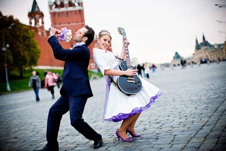 Wedding dress in the style of the 60s