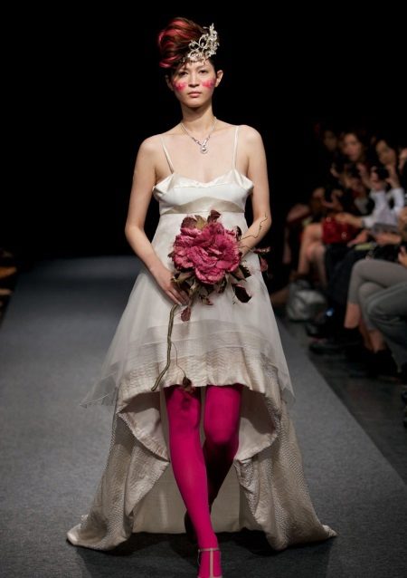 Wedding scary dress with red tights