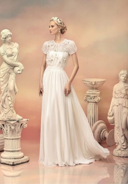 Wedding dress in vintage style with lace top