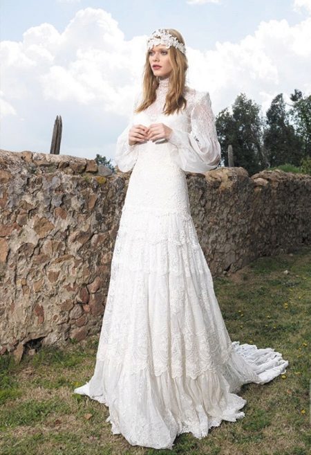 Closed Wedding Dress with Bishop Sleeve