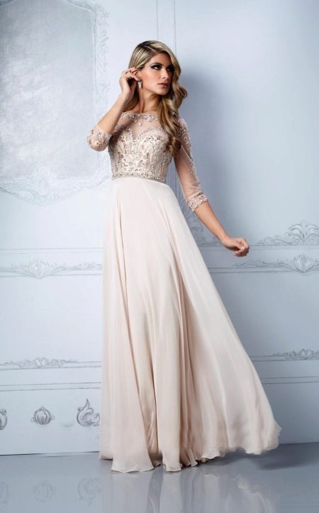 Beige evening dress with darker top