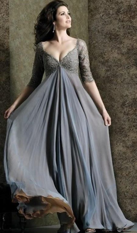 Gray evening dress empire for full