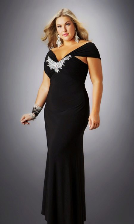 Black evening dress for obese women