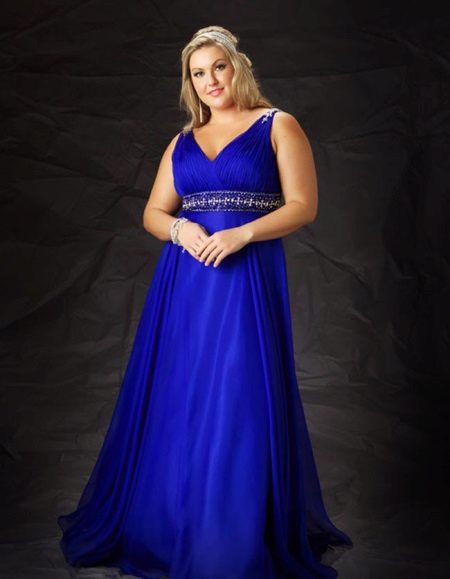 Blue evening dress for full