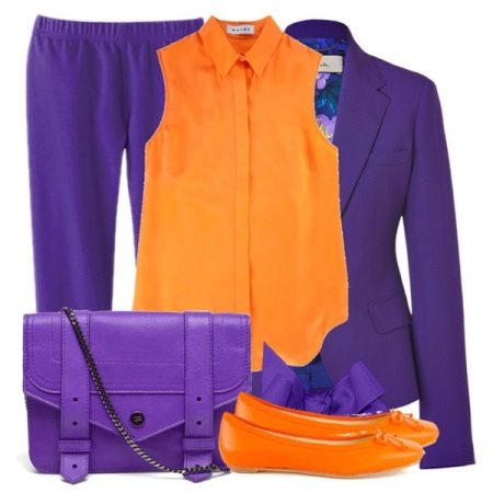 Purple with orange - dress and jacket
