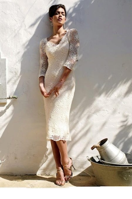 Crochet wedding dress from motifs