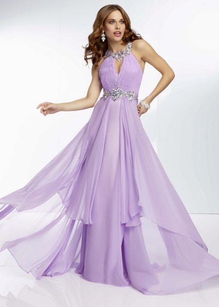 Evening purple dress straight
