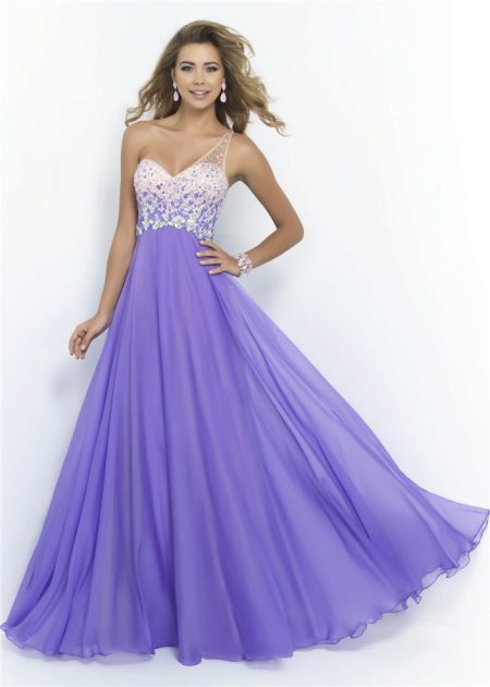 White and purple evening dress