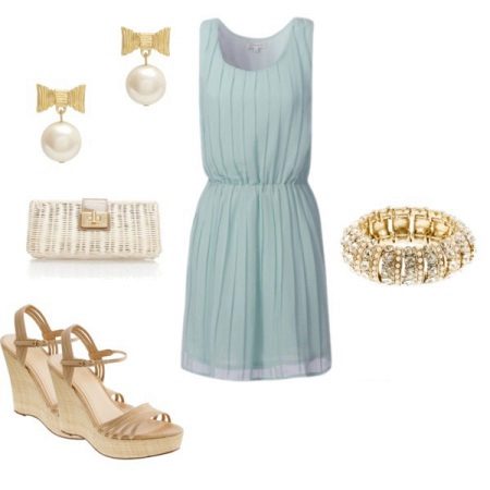 Gold accessories for mint dress