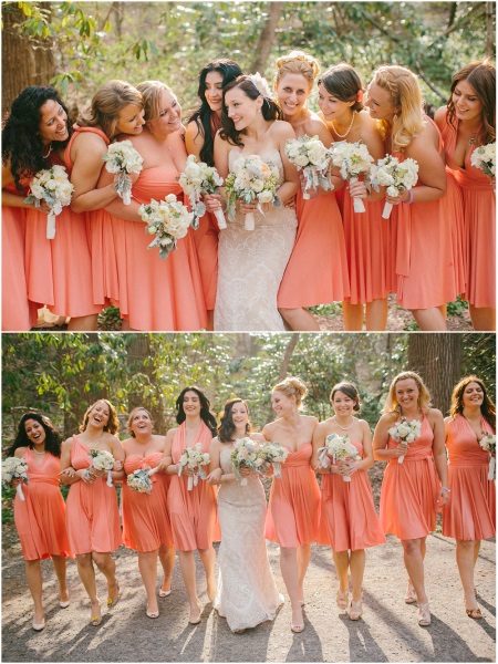 Coral Bridesmaid Dresses of the Same Color