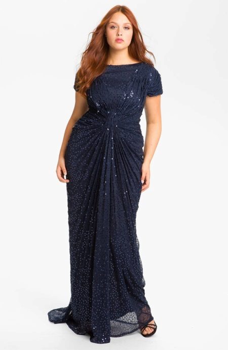 Evening dress with drapery for full