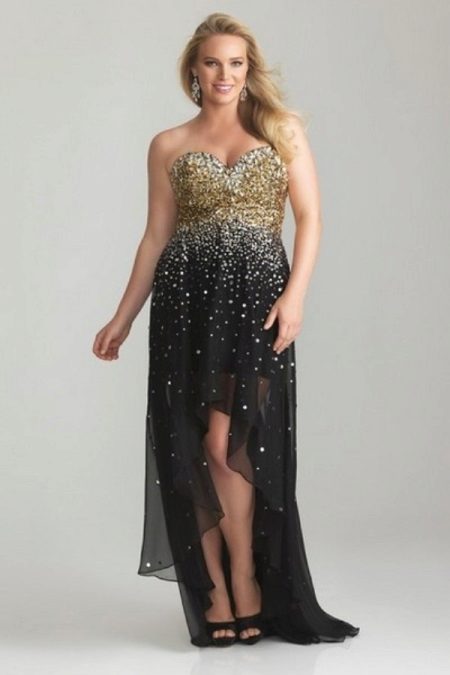 Short evening dress for full asymmetrical