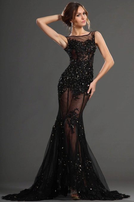 Black evening mermaid dress