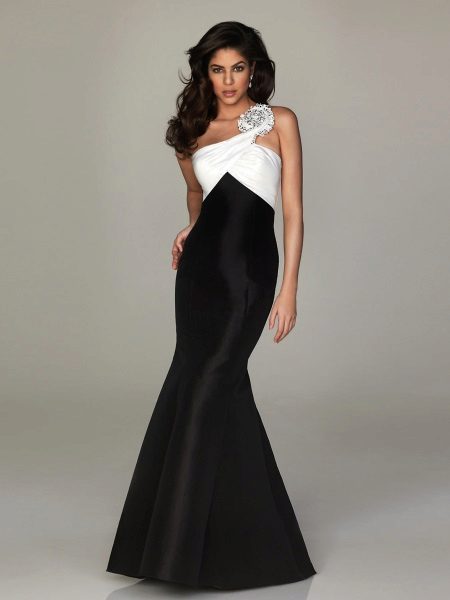 Evening dress mermaid black and white
