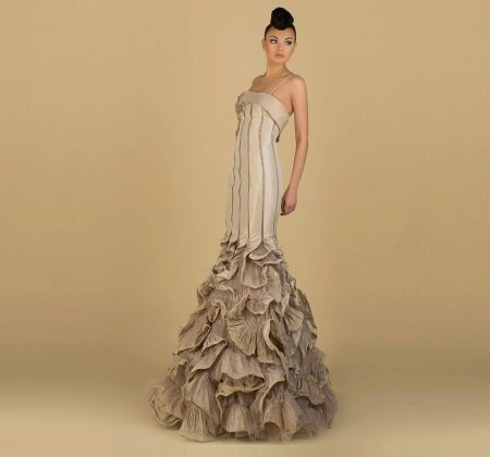 Evening dress mermaid with voluminous skirt