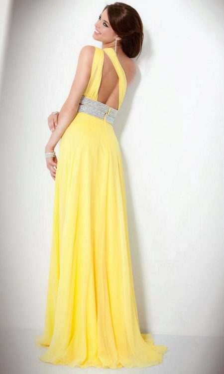 Greek evening gown with open back