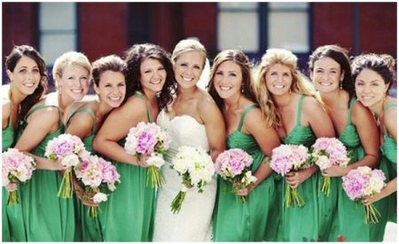 Green dress for the bridesmaid