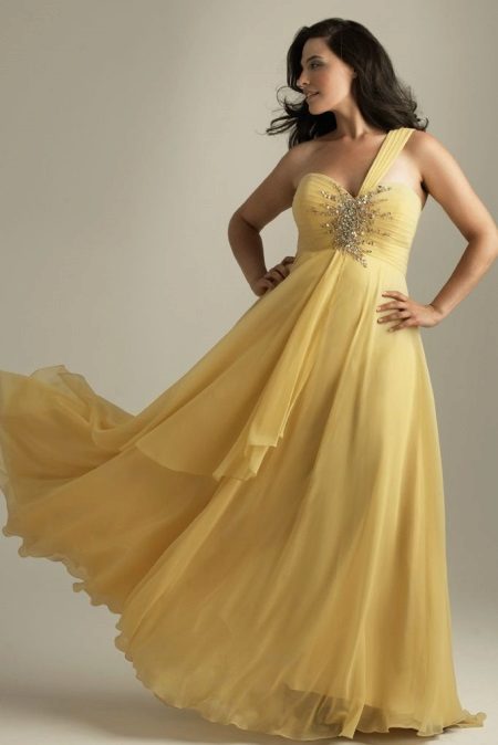 Yellow evening dress for full
