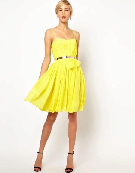 Short yellow evening dress