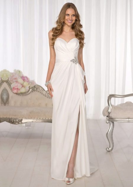 Straight Split Satin Wedding Dress