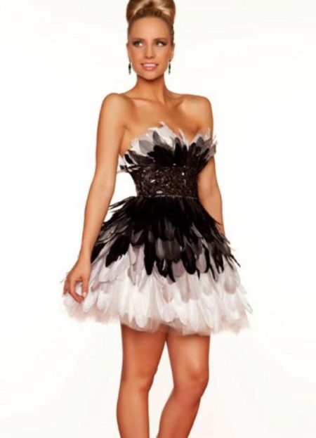 White and black evening dress