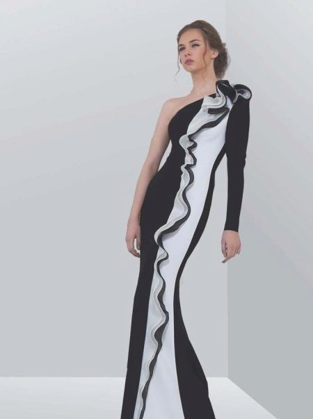 Black evening dress with white insert