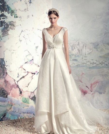 Empire style wedding dress satin