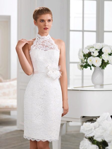 Wedding dress sheath lace short