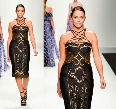 Evening elegant black dress in large size