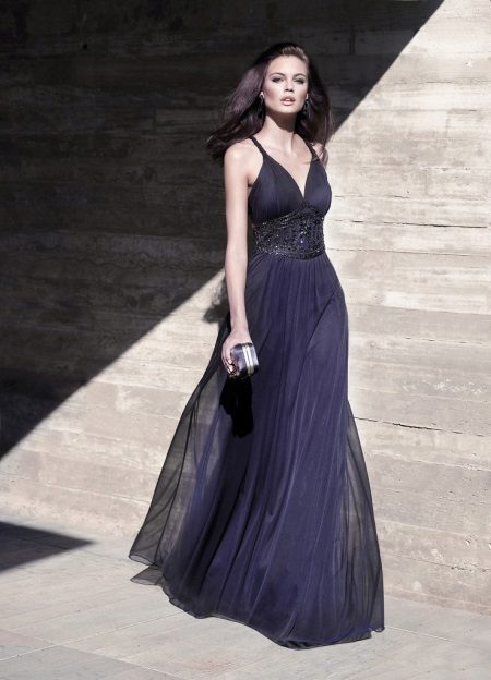 Blue inexpensive evening dress to the floor