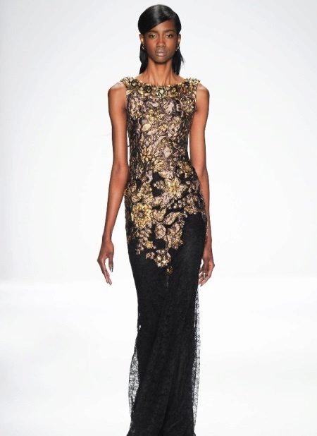 Evening dress with gold from Badgley Mischka