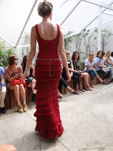 Evening knitted dress with open back