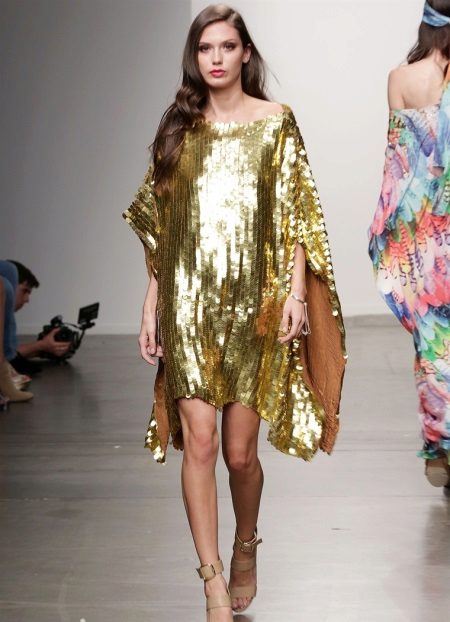 Summer short evening dress golden