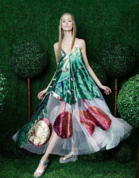 Evening summer dress free cut midi