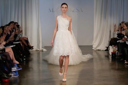 Wedding dress short on one shoulder