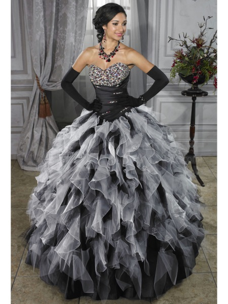 Black wedding dress with rhinestones