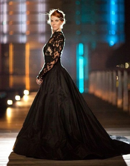 Black A-Silhouette Wedding Dress
