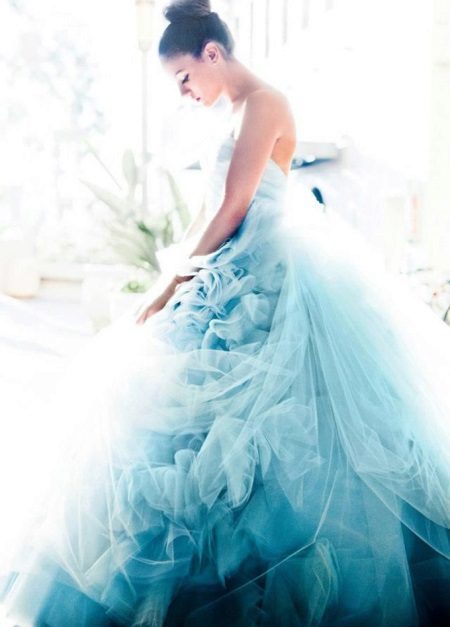 Wedding dress with blue gradient