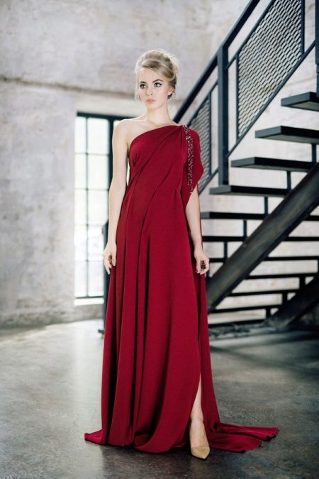 Burgundy festive evening dress