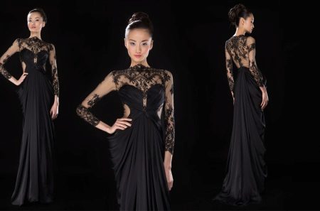 Black evening dress with lace