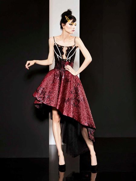 Short evening dress claret